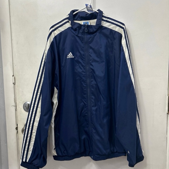 Vintage Adidas 3 stripe lined wind breaker jacket Size 2XL - Picture 1 of 4